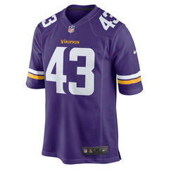 NFL Andrew Van Ginkel Minnesota Vikings Team Game Jersey - Purple