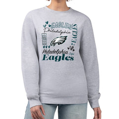 Philadelphia Eagles G-III 4Her by Carl Banks Women's Collage Graphic Fleece Pullover Sweatshirt Heather Gray