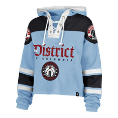 Washington Wizards '47 Women's 2024/25 City Edition Superior Cropped Lace-Up Pullover Hoodie Light Blue
