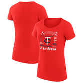 Minnesota Twins G-III 4Her by Carl Banks Women's Super-Slim Fit Lightweight Collage Team Graphic Crew Neck T-Shirt - Red T-shirts