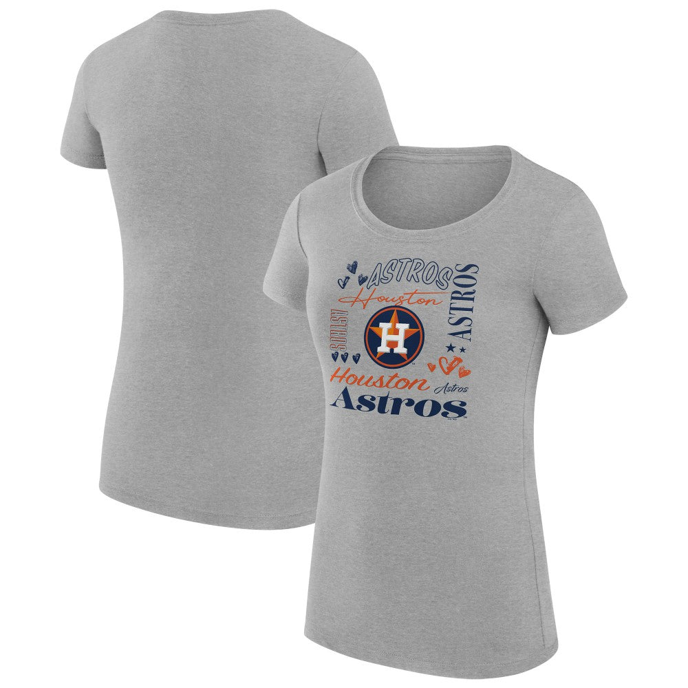 Houston Astros G-III 4Her by Carl Banks Women's Super-Slim Fit Lightweight Collage Team Graphic Crew Neck T-Shirt - Heather Gray T-shirts