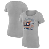 Houston Astros G-III 4Her by Carl Banks Women's Super-Slim Fit Lightweight Collage Team Graphic Crew Neck T-Shirt - Heather Gray T-shirts