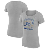 Kansas City Royals G-III 4Her by Carl Banks Women's Super-Slim Fit Lightweight Collage Team Graphic Crew Neck T-Shirt - Heather Gray T-shirts