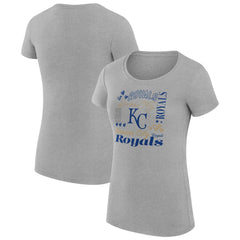 Kansas City Royals G-III 4Her by Carl Banks Women's Super-Slim Fit Lightweight Collage Team Graphic Crew Neck T-Shirt - Heather Gray T-shirts