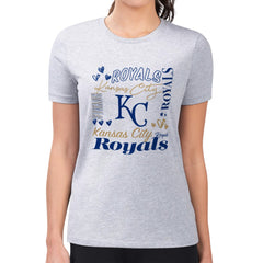 Kansas City Royals G-III 4Her by Carl Banks Women's Super-Slim Fit Lightweight Collage Team Graphic Crew Neck T-Shirt - Heather Gray T-shirts