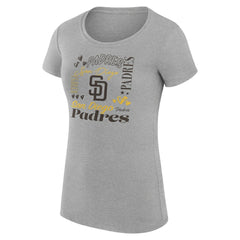 San Diego Padres G-III 4Her by Carl Banks Women's Super-Slim Fit Lightweight Collage Team Graphic Crew Neck T-Shirt - Heather Gray T-shirts