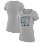 Seattle Mariners G-III 4Her by Carl Banks Women's Super-Slim Fit Lightweight Collage Team Graphic Crew Neck T-Shirt - Heather Gray T-shirts