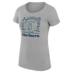 Seattle Mariners G-III 4Her by Carl Banks Women's Super-Slim Fit Lightweight Collage Team Graphic Crew Neck T-Shirt - Heather Gray T-shirts