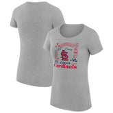 St. Louis Cardinals G-III 4Her by Carl Banks Women's Super-Slim Fit Lightweight Collage Team Graphic Crew Neck T-Shirt - Heather Gray T-shirts