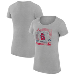 St. Louis Cardinals G-III 4Her by Carl Banks Women's Super-Slim Fit Lightweight Collage Team Graphic Crew Neck T-Shirt - Heather Gray T-shirts
