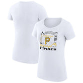 Pittsburgh Pirates G-III 4Her by Carl Banks Women's Super-Slim Fit Lightweight Collage Team Graphic Crew Neck T-Shirt - White T-shirts