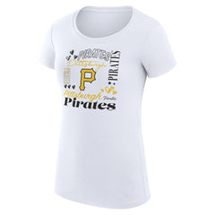 Pittsburgh Pirates G-III 4Her by Carl Banks Women's Super-Slim Fit Lightweight Collage Team Graphic Crew Neck T-Shirt - White T-shirts