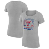 Texas Rangers G-III 4Her by Carl Banks Women's Super-Slim Fit Lightweight Collage Team Graphic Crew Neck T-Shirt - Heather Gray T-shirts