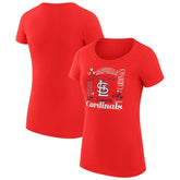 St. Louis Cardinals G-III 4Her by Carl Banks Women's Super-Slim Fit Lightweight Collage Team Graphic Crew Neck T-Shirt - Red T-shirts