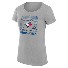 Toronto Blue Jays G-III 4Her by Carl Banks Women's Super-Slim Fit Lightweight Collage Team Graphic Crew Neck T-Shirt - Heather Gray T-shirts