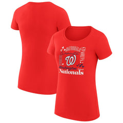 Washington Nationals G-III 4Her by Carl Banks Women's Super-Slim Fit Lightweight Collage Team Graphic Crew Neck T-Shirt - Red T-shirts