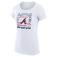 Atlanta Braves G-III 4Her by Carl Banks Women's Super-Slim Fit Lightweight Collage Team Graphic Crew Neck T-Shirt - White T-shirts
