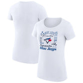 Toronto Blue Jays G-III 4Her by Carl Banks Women's Super-Slim Fit Lightweight Collage Team Graphic Crew Neck T-Shirt - White T-shirts
