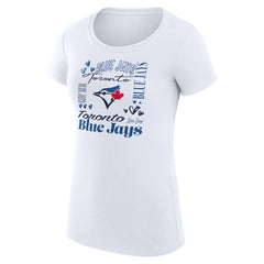 Toronto Blue Jays G-III 4Her by Carl Banks Women's Super-Slim Fit Lightweight Collage Team Graphic Crew Neck T-Shirt - White T-shirts