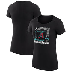 Arizona Diamondbacks G-III 4Her by Carl Banks Women's Super-Slim Fit Lightweight Collage Team Graphic Crew Neck T-Shirt - Black T-shirts