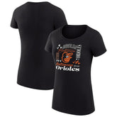 Baltimore Orioles G-III 4Her by Carl Banks Women's Super-Slim Fit Lightweight Collage Team Graphic Crew Neck T-Shirt - Black T-shirts