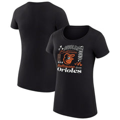 Baltimore Orioles G-III 4Her by Carl Banks Women's Super-Slim Fit Lightweight Collage Team Graphic Crew Neck T-Shirt - Black T-shirts