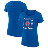 Chicago Cubs G-III 4Her by Carl Banks Women's Super-Slim Fit Lightweight Collage Team Graphic Crew Neck T-Shirt - Royal T-shirts