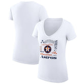 Houston Astros G-III 4Her by Carl Banks Women's Super-Slim Fit Lightweight Collage Team Graphic V-Neck T-Shirt - White T-shirts