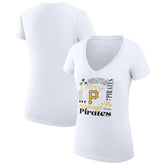 Pittsburgh Pirates G-III 4Her by Carl Banks Women's Super-Slim Fit Lightweight Collage Team Graphic V-Neck T-Shirt - White T-shirts