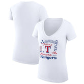 Texas Rangers G-III 4Her by Carl Banks Women's Super-Slim Fit Lightweight Collage Team Graphic V-Neck T-Shirt - White T-shirts
