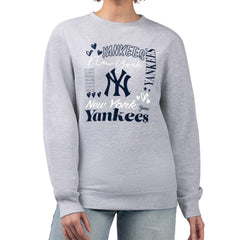 New York Yankees G-III 4Her by Carl Banks Women's Collage Team Graphic Fleece Pullover Hoodie - Heather Gray Hoodies
