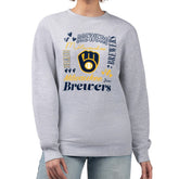 Milwaukee Brewers G-III 4Her by Carl Banks Women's Collage Team Graphic Fleece Pullover Hoodie - Heather Gray Hoodies