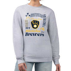 Milwaukee Brewers G-III 4Her by Carl Banks Women's Collage Team Graphic Fleece Pullover Hoodie - Heather Gray Hoodies