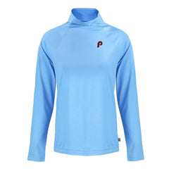 Philadelphia Phillies Cutter & Buck Women's Cooperstown Collection Coastline Epic Comfort Eco Recycled Funnel Neck Raglan Pullover Top - Powder Blue Pullover