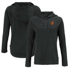 Baltimore Orioles Cutter & Buck Women's Coastline Epic Comfort Eco Recycled Hoodie Raglan Long Sleeve T-Shirt - Black Hoodies