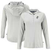 Cincinnati Reds Cutter & Buck Women's Cooperstown Collection Coastline Epic Comfort Eco Recycled Hoodie Raglan Long Sleeve T-Shirt - Gray Hoodies