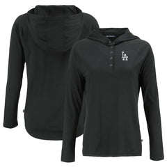 Los Angeles Dodgers Cutter & Buck Women's Coastline Epic Comfort Eco Recycled Hoodie Raglan Long Sleeve T-Shirt - Black Hoodies