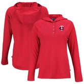 Minnesota Twins Cutter & Buck Women's Coastline Epic Comfort Eco Recycled Hoodie Raglan Long Sleeve T-Shirt - Red Hoodies