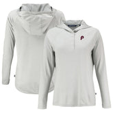 Philadelphia Phillies Cutter & Buck Women's Cooperstown Collection Coastline Epic Comfort Eco Recycled Hoodie Raglan Long Sleeve T-Shirt - Gray Hoodies