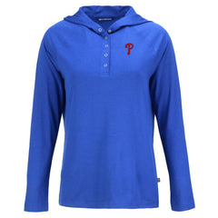 Philadelphia Phillies Cutter & Buck Women's Coastline Epic Comfort Eco Recycled Hoodie Raglan Long Sleeve T-Shirt - Royal Hoodies