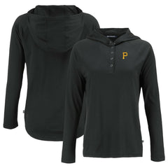 Pittsburgh Pirates Cutter & Buck Women's Coastline Epic Comfort Eco Recycled Hoodie Raglan Long Sleeve T-Shirt - Black Hoodies