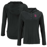 San Diego Padres Cutter & Buck Women's City Connect Coastline Epic Comfort Eco Recycled Hoodie Raglan Long Sleeve T-Shirt - Black Hoodies