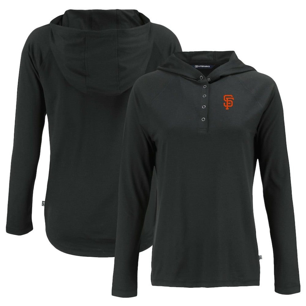 San Francisco Giants Cutter & Buck Women's Coastline Epic Comfort Eco Recycled Hoodie Raglan Long Sleeve T-Shirt - Black Hoodies