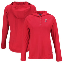Texas Rangers Cutter & Buck Women's Coastline Epic Comfort Eco Recycled Hoodie Raglan Long Sleeve T-Shirt - Red Hoodies