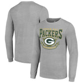 Green Bay Packers Starter '80s Inspired Team Logo Long Sleeve T-Shirt Heather Gray