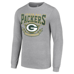 Green Bay Packers Starter '80s Inspired Team Logo Long Sleeve T-Shirt Heather Gray