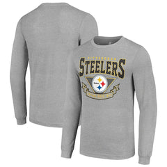 Pittsburgh Steelers Starter '80s Inspired Team Logo Long Sleeve T-Shirt Heather Gray