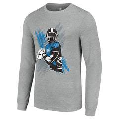 Detroit Lions Starter Player X Logo Graphic Long Sleeve T-Shirt Heather Gray