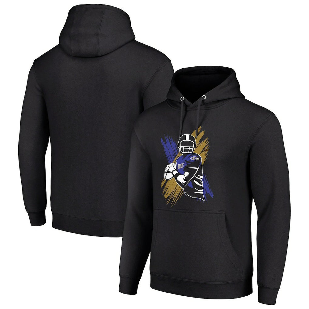 Baltimore Ravens Starter Player X Fleece Pullover Hoodie Black