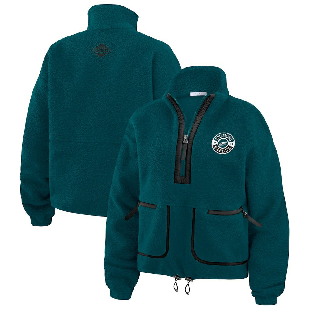 Philadelphia Eagles WEAR by Erin Andrews Women's Polar Fleece Half-Zip Jacket Midnight Green